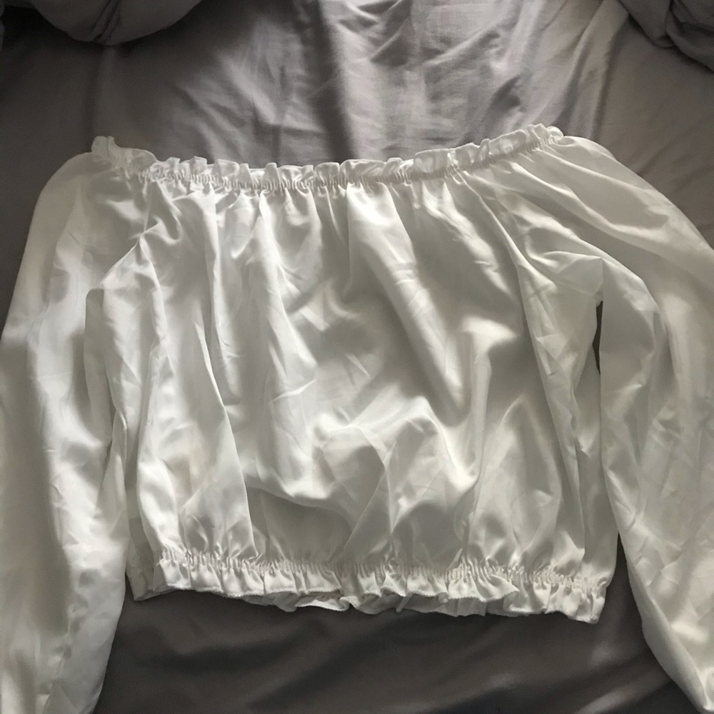 White blouse crop top